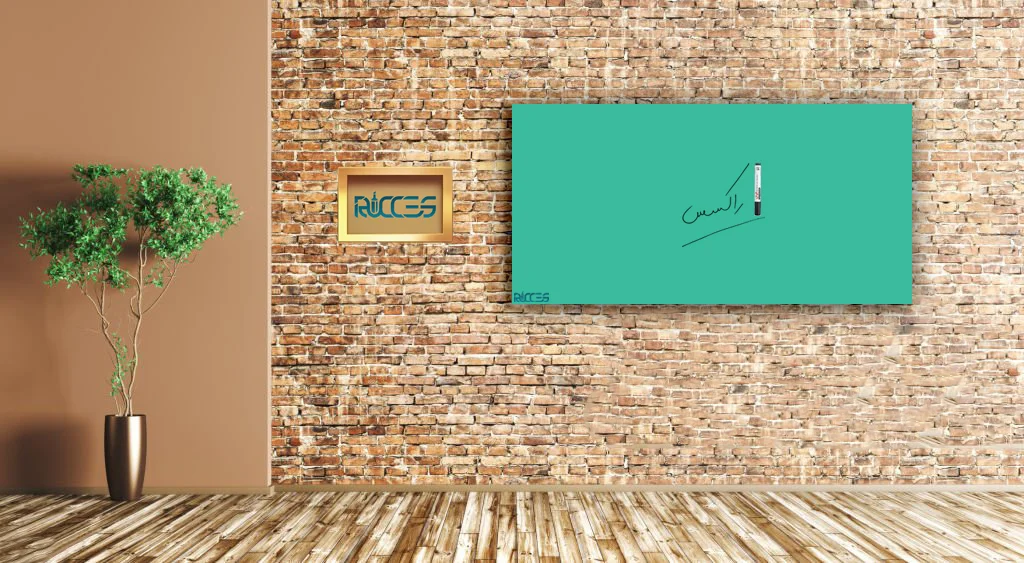 وایت برد شیشه ای 200*100 رنگ فیروزه ای